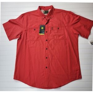 NWT GH Bass & Co Explorer Mens XL Red Short Sleeve Button Up Shirt Sun Blocker